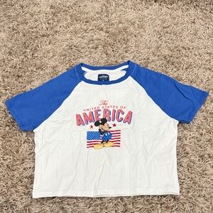 Disney Blue and White Mickey Mouse America Tee